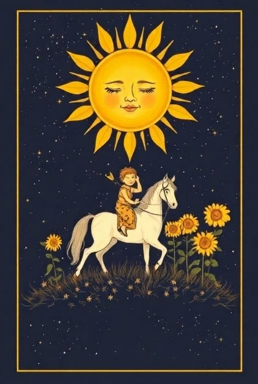 Arcano O Sol do tarô ilustrado da Aetheria